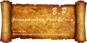 Bosnyakovits Petrónia névjegykártya